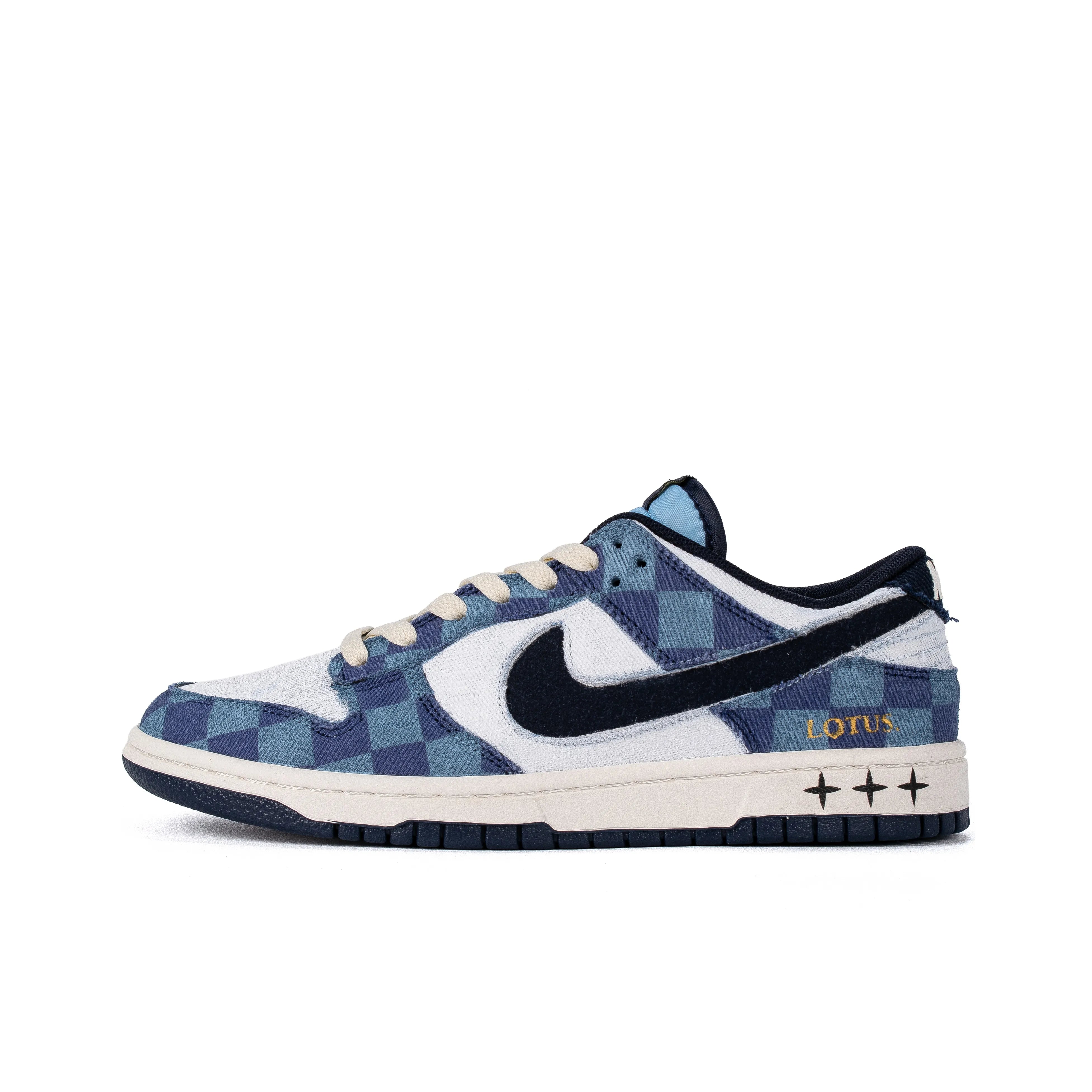 [Custom Deconstructed Check, Vintage Grid] Dunk Low Skateboarding Shoes Unisex Denim Style
