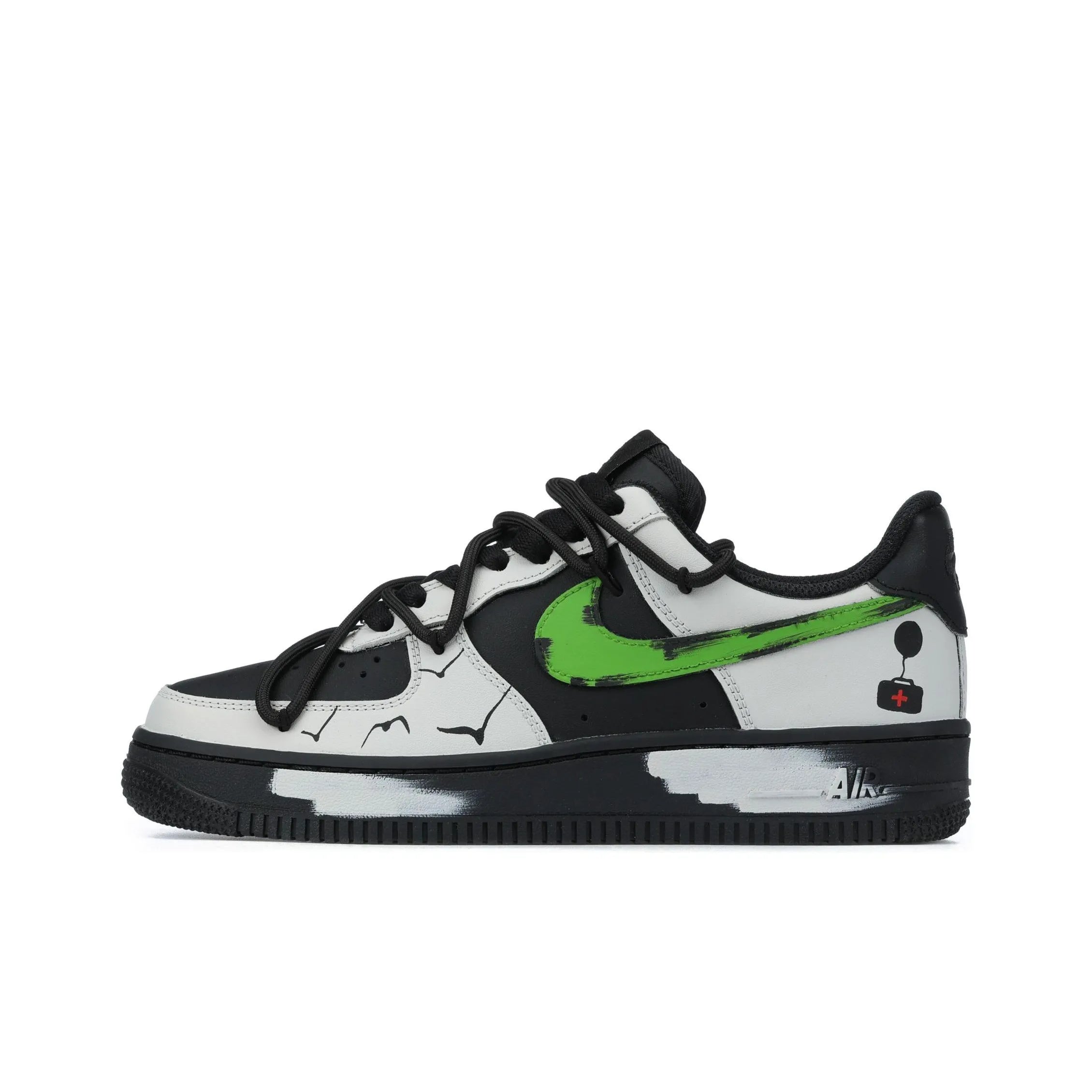 [Custom Love and peace] Air Force 1 Skateboarding Shoes Unisex Gray/Black