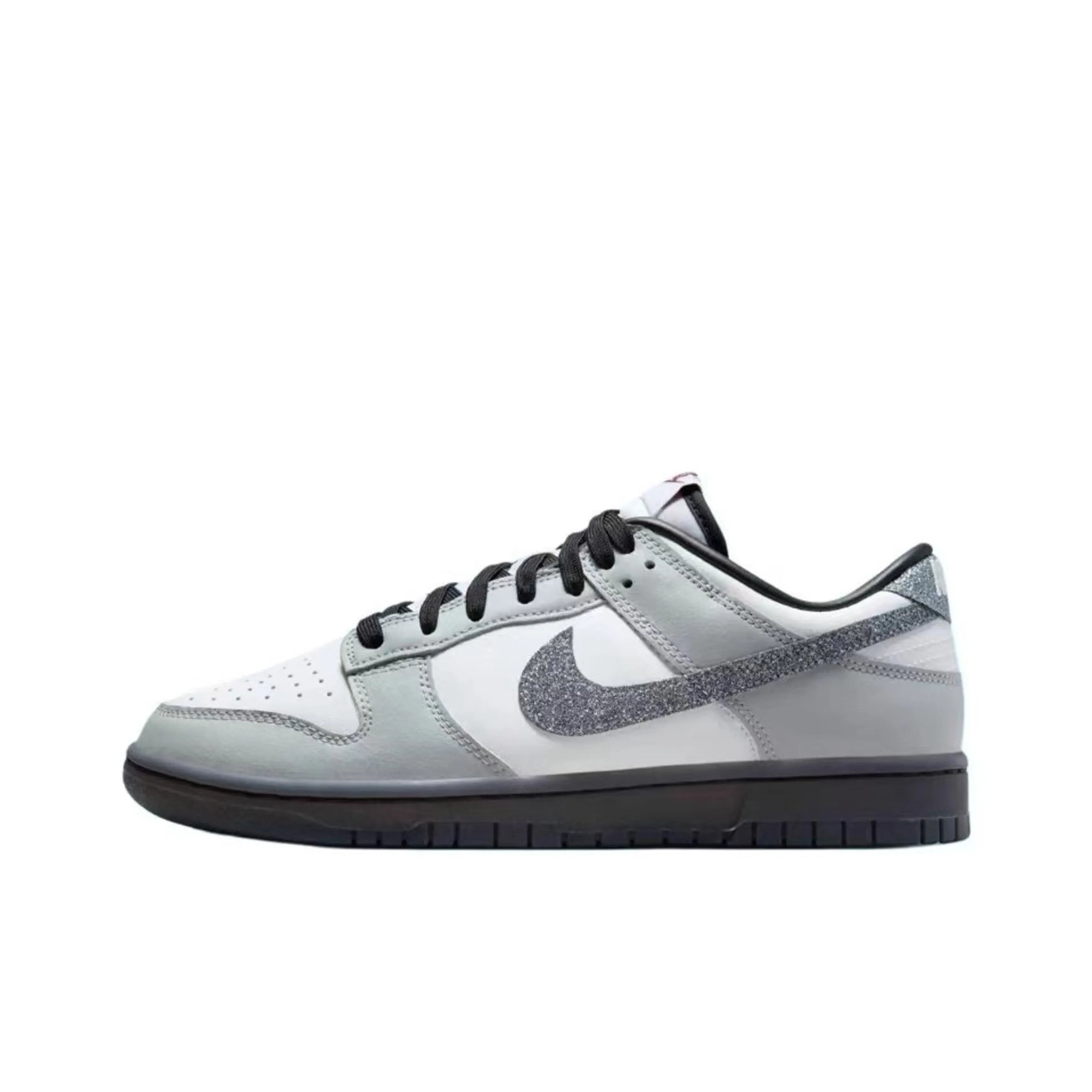 [Customized Stardust Butterfly Dance] Dunk Low-top Shoes Unisex Gray With Diamond Decoration