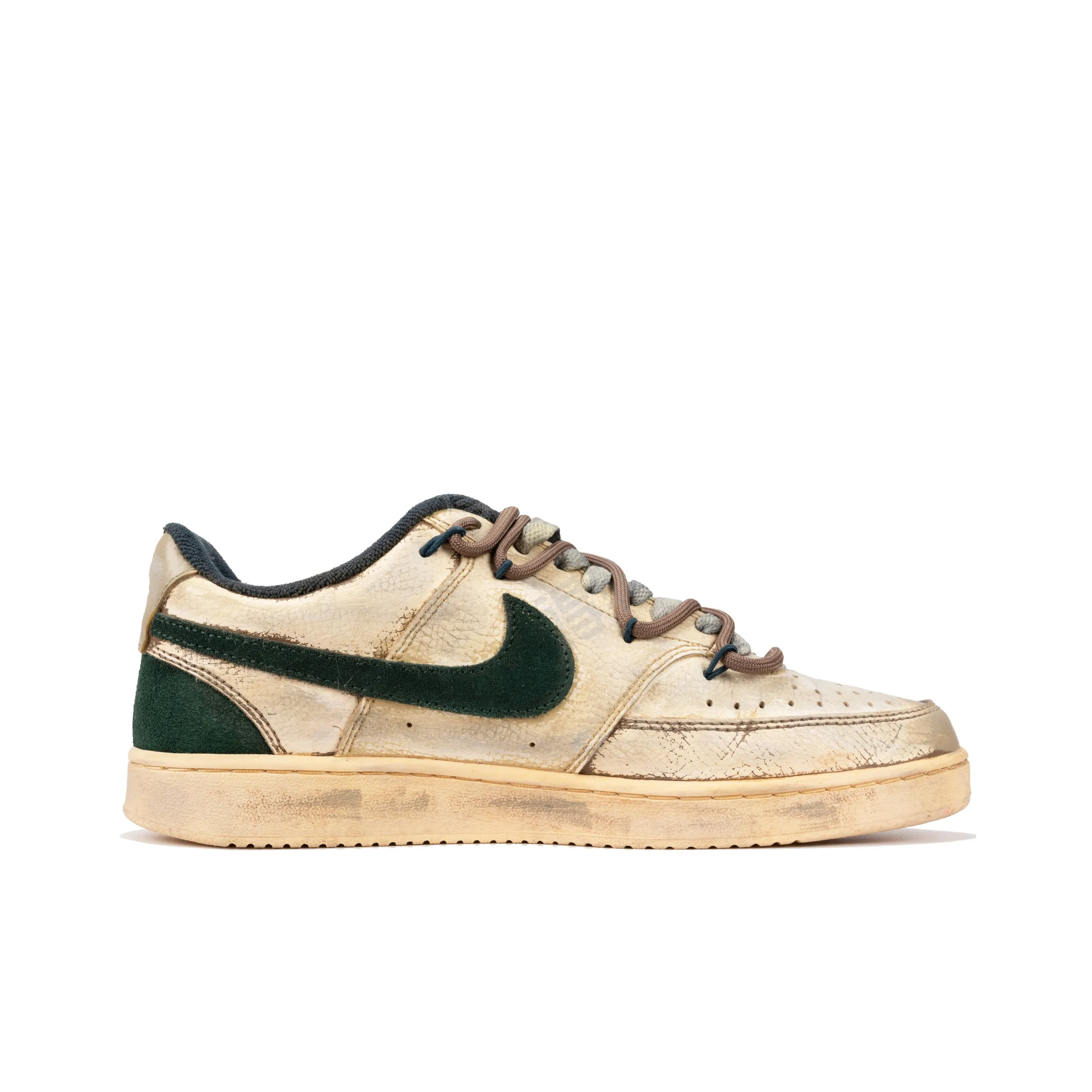 [Custom Broken World] Court Vision Low Skateboard Shoes Unisex Wasteland-style Brown/Green