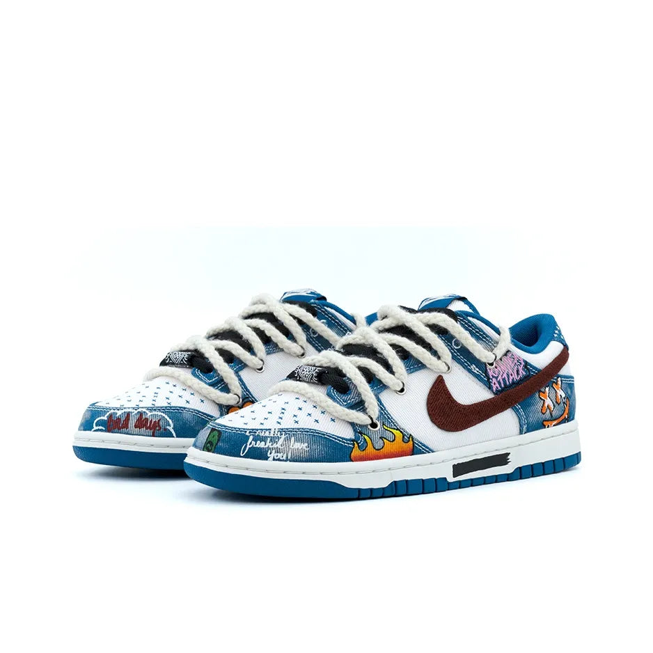 [Custom Cowboy Graffiti] Dunk Skateboarding Shoes Twine Shoelace Unisex