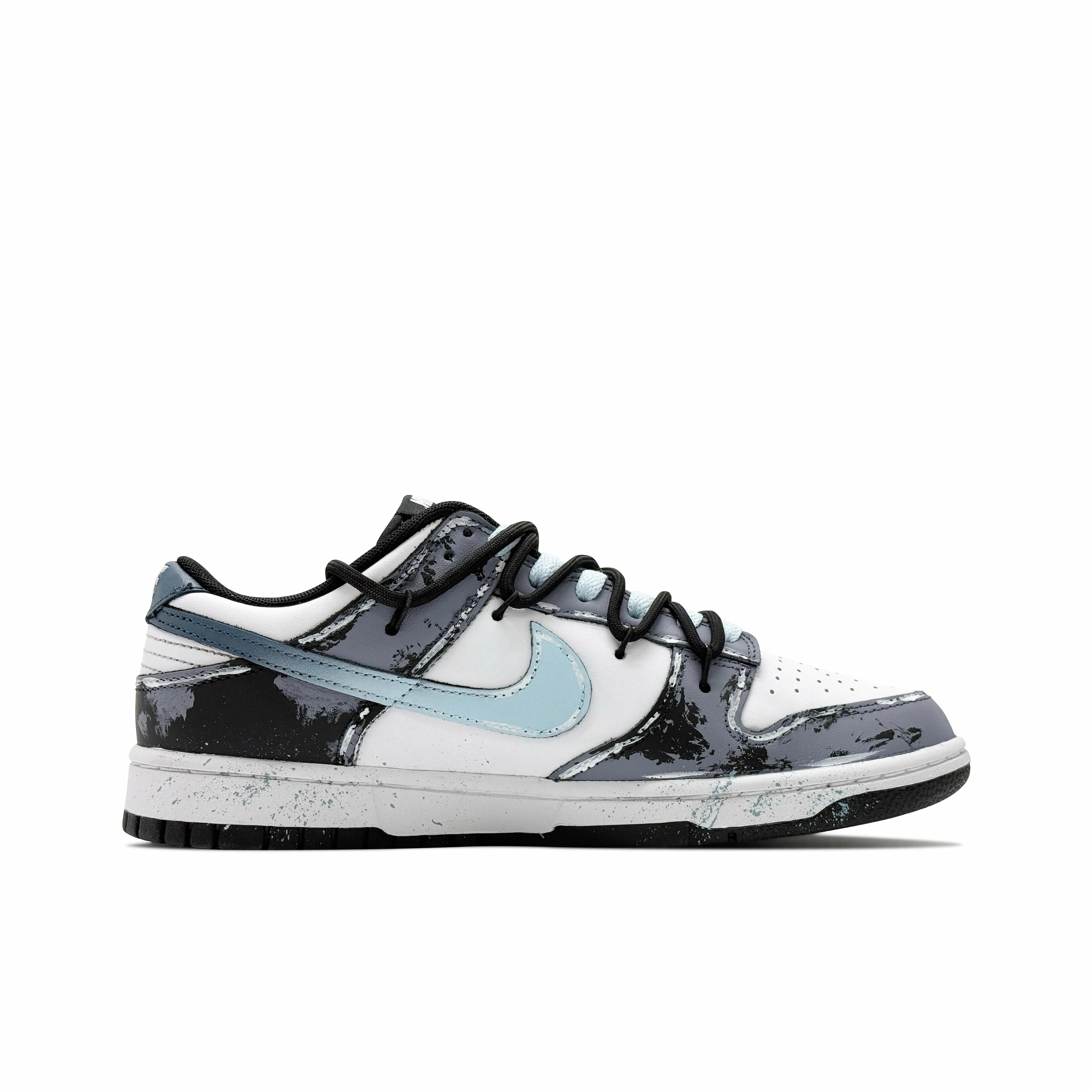 [Custom Blue Star Field] Dunk Hand Painted Graffiti Ink Splash Craft Skateboarding Shoes Unisex