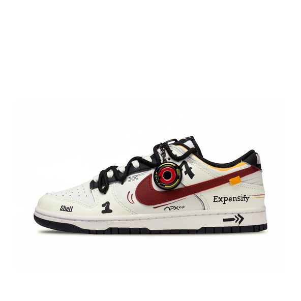 [Custom - Grid 1976] Dunk Skateboarding Shoes Unisex White/Red
