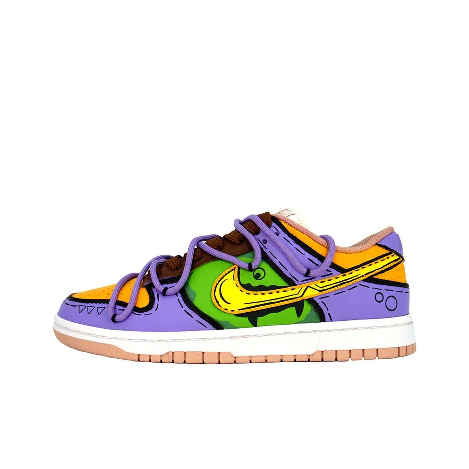 [Custom Radioactive Shark] Dunk Skateboarding Shoes Unisex Yellow/Purple/Green