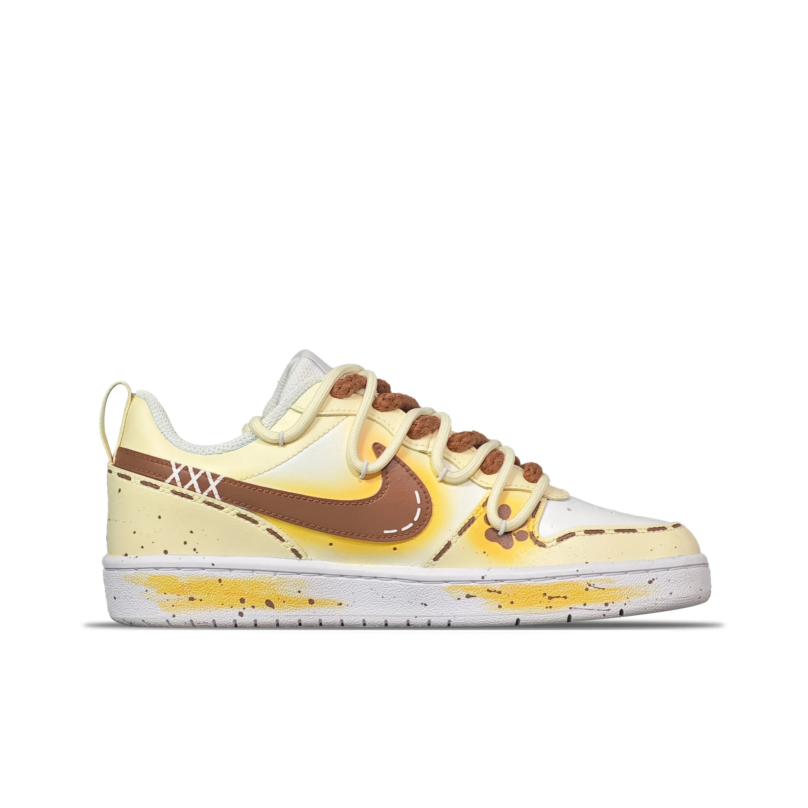 [Custom Butter Bear] Court Borough Skateboard Shoes For Children Unisex Yellow