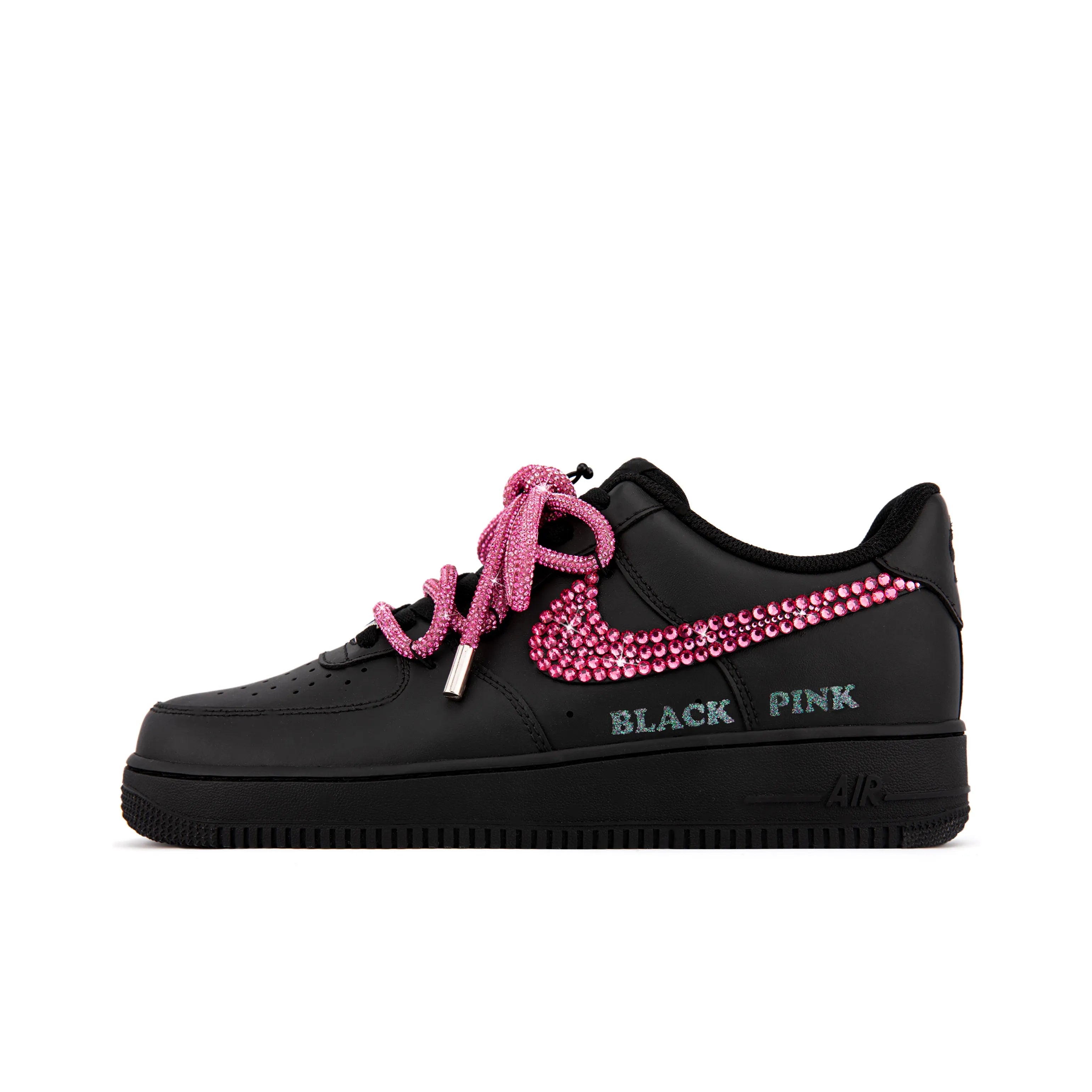 [Customized Diamond Alliance] Air Force 1 Low-top Shoes Unisex Blcak With Diamond Decoration