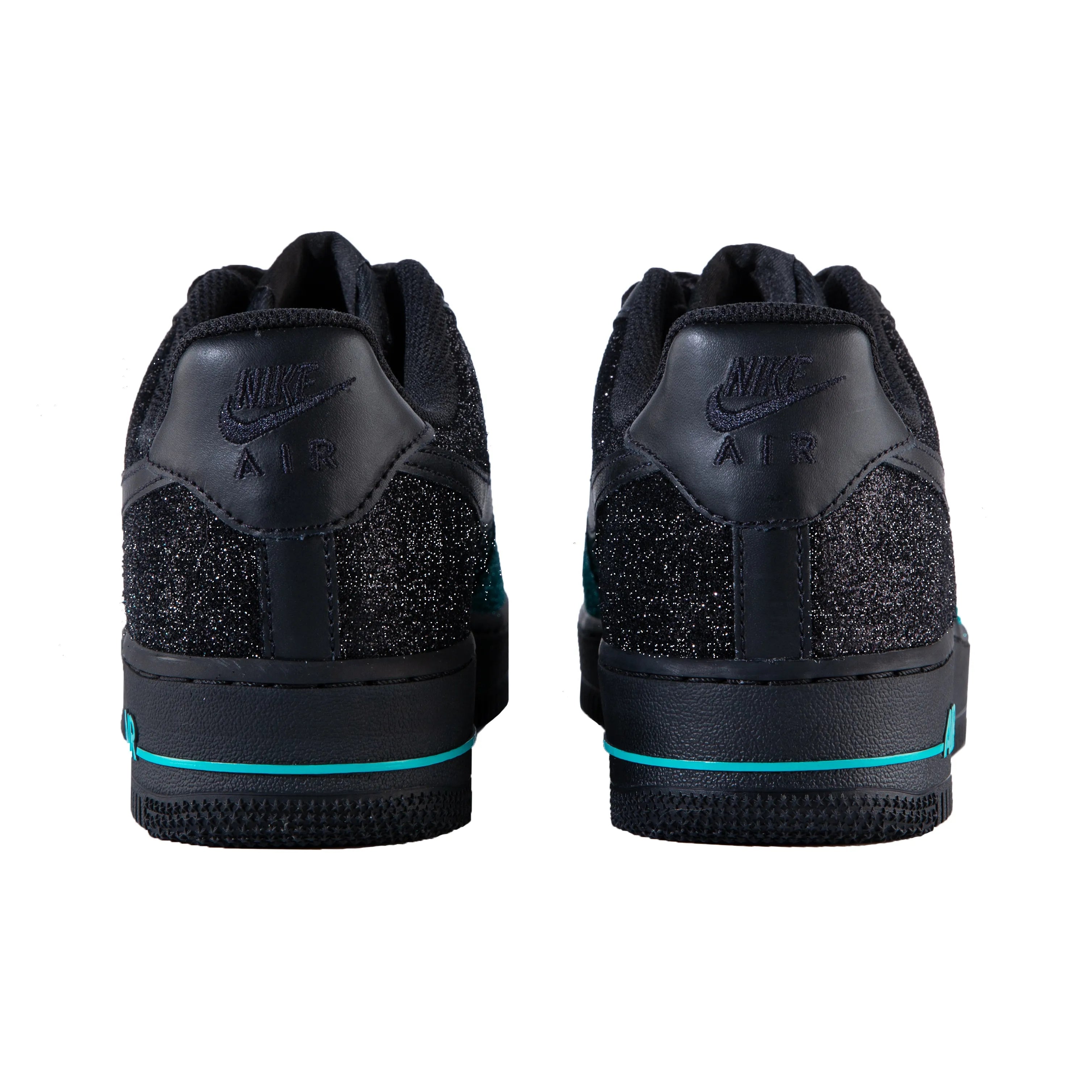 [Customized Green/Cyan, Full Stars] Air Force 1 Low-top Shoes Unisex Black/Green/Cyan With Diamond Decoration