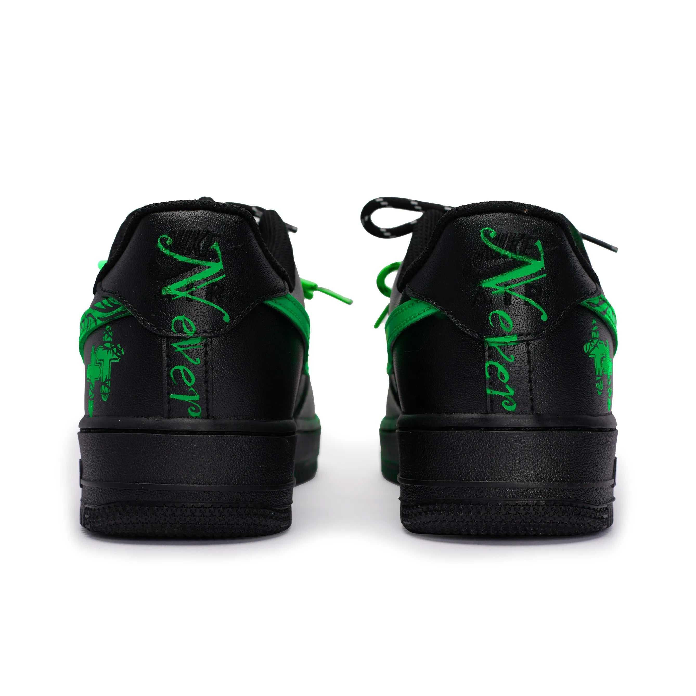 [Custom Graffiti Hand-Painted Floral Pattern Black Tiffany] Air Force 1 Skateboarding Shoes Unisex