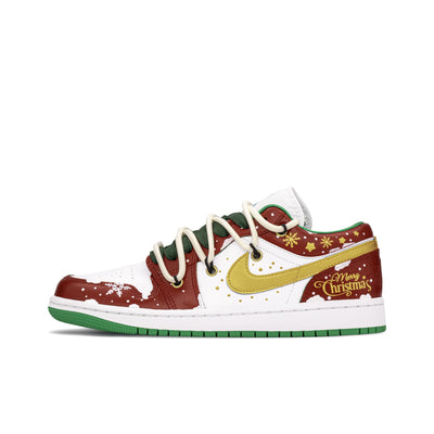[Custom Christmas Snow Night] Air Jordan 1 Skateboarding Shoes Unisex Low-top