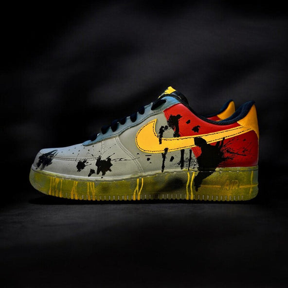 [Custom Grime/Spray Painting] Air Force 1 Skateboarding Shoes Unisex Gray/Yellow