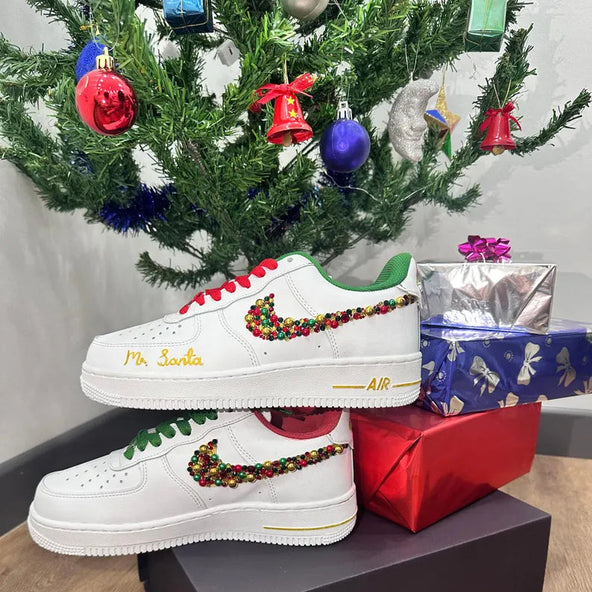 [Customized Rhinestone Christmas Shoes] Air Force 1 Low-top Shoes Unisex Sneakers Unique Christmas Gift