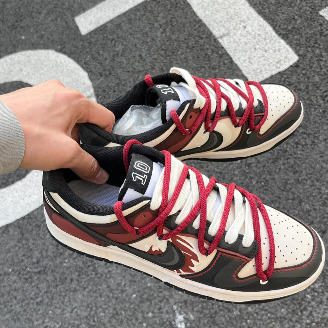 [Custom SHOHOKUS-BOX]  Dunk Skateboarding Shoes Women's Low-top Black/Red
