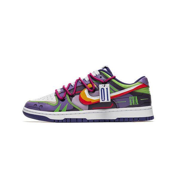 [Custom Evangelion EVA01/Special Accessories] Dunk Low Skateboard Shoes Unisex Purple