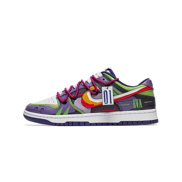 [Custom Evangelion EVA01/Special Accessories] Dunk Low Skateboard Shoes Unisex Purple