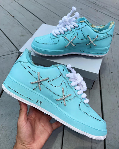 [Customized AF1×KAWS] Air Force 1 Graffiti Distressed Shoes Unisex Cyan/Red/Purple/Pink/Green