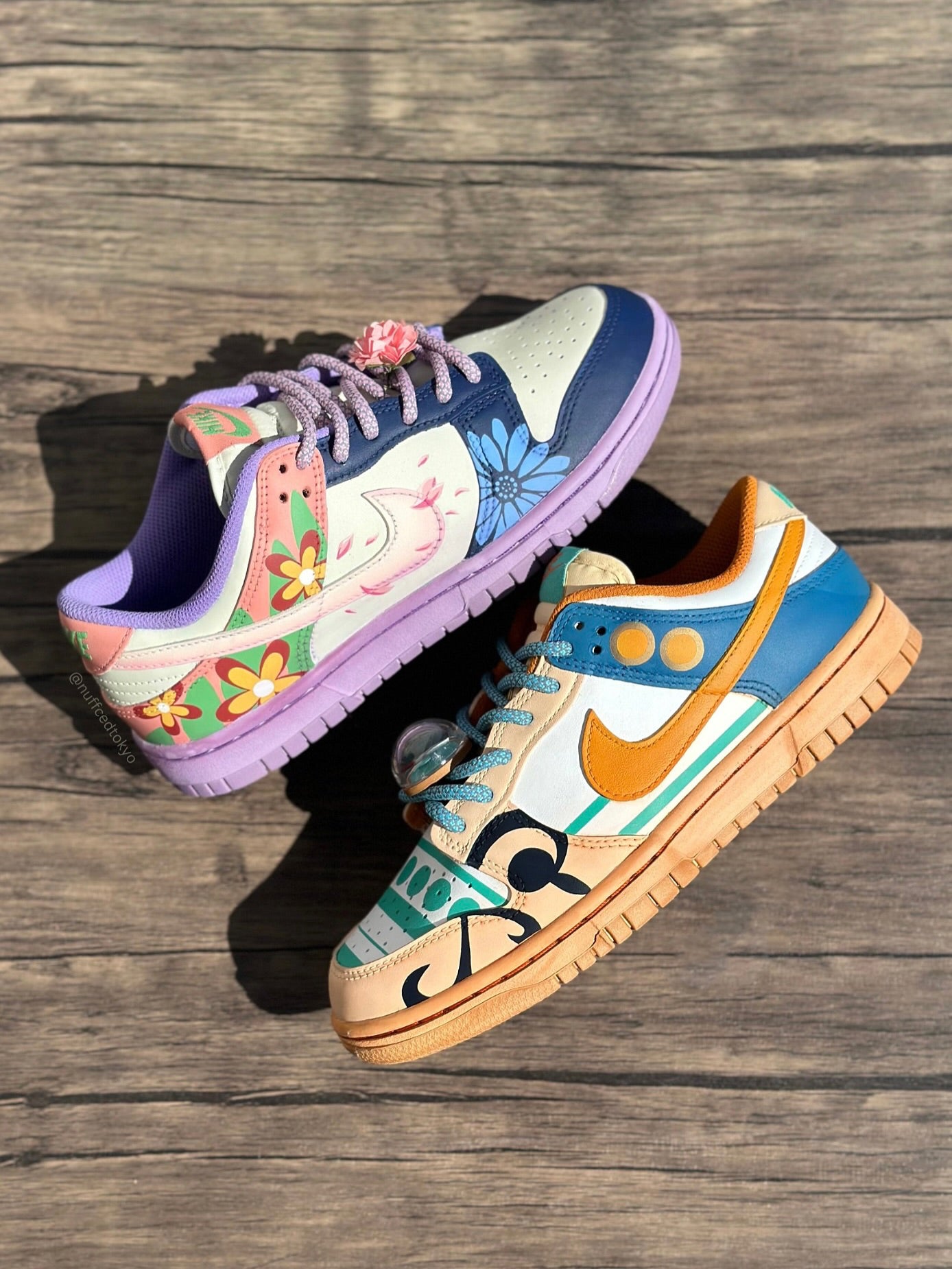 [Custom ONE PIECE Nami&Nico Robin] Dunk Skateboarding Shoes Men Spilt Color Orange/Purple