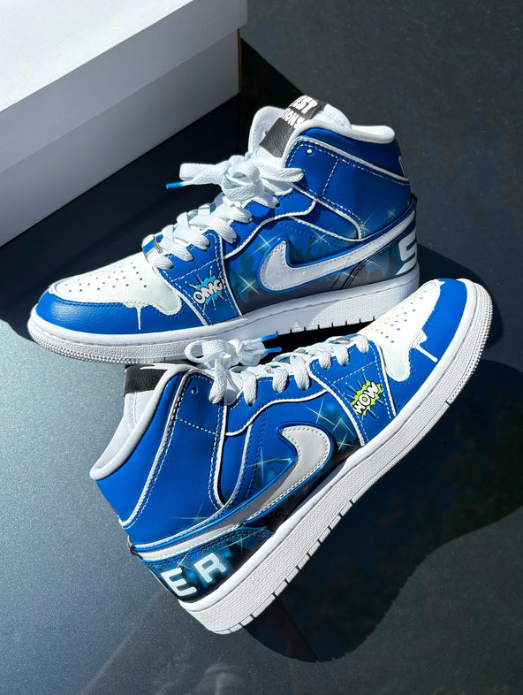 [Custom Power Slap 15] Jordan Air Jordan 1 Mid Unisex Skateboarding Shoes