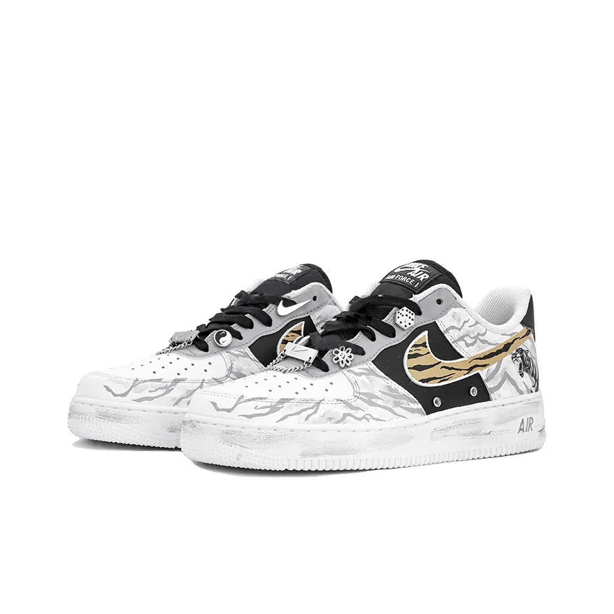 [Custom Year of the Tiger, Tiger Stripes] Men’s Air Force 1 Low White/Blue/Grey