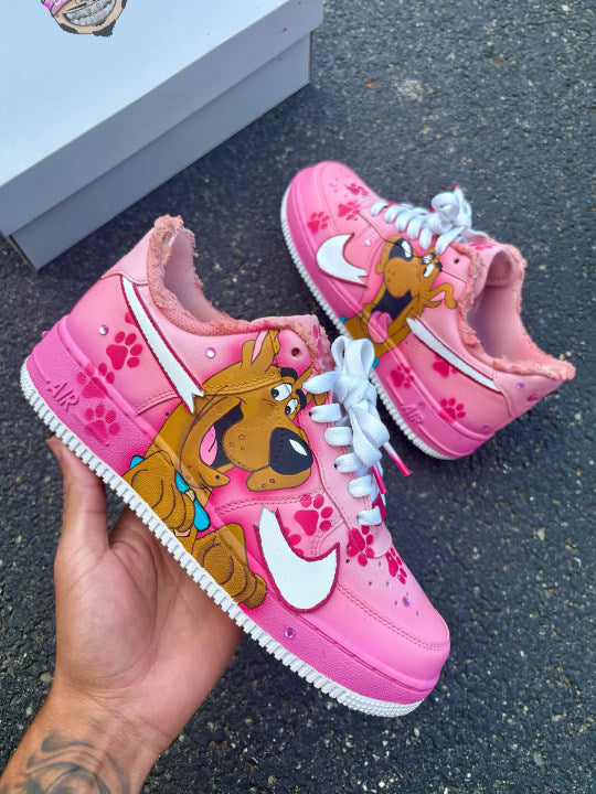 [Customized Scooby Snacks on Feet] Air Force 1 Low-top Shoes Hand-drawn Unisex Pink