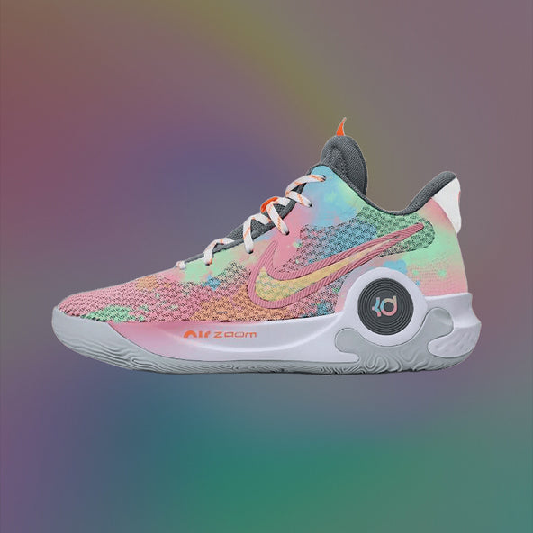 [Custom Caramel star for men and women]  KD Trey 5 IX Basketball Shoes Unisex Mid-Top Pink/Green/Blue