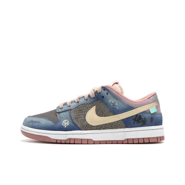 [Custom Auspicious Dragon Cloud Pattern] Dunk Skateboarding Shoes Unisex Low-top Blue/Pink