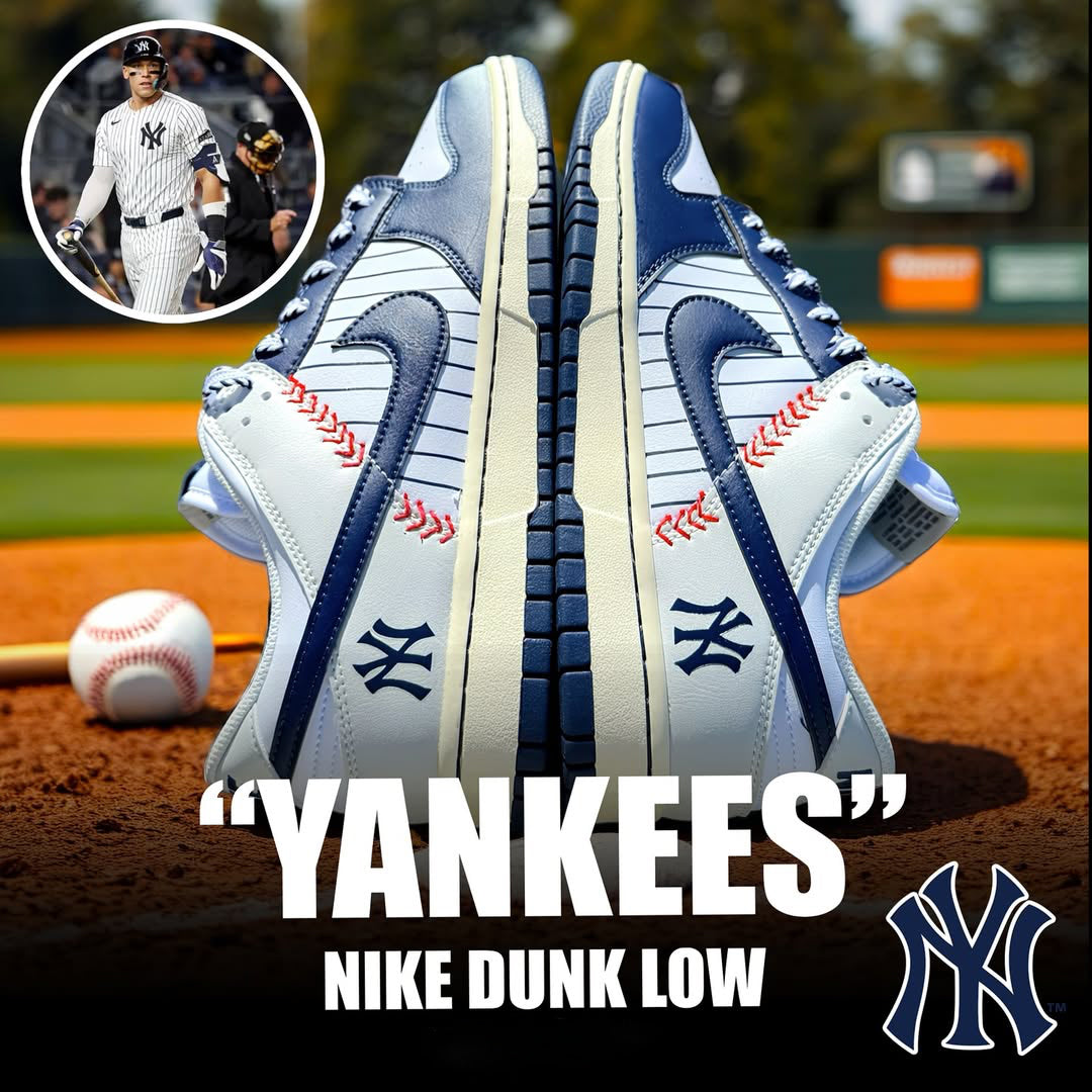 [Custom New York Yankees] Dunk Skateboarding Shoes Unisex Low-top Blue/White