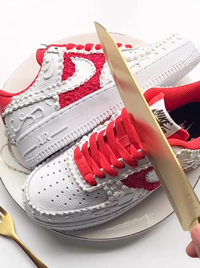 [Custom Strawberry Cream Cake] Air Force 1 Unisex Low - Top Skateboarding Shoes