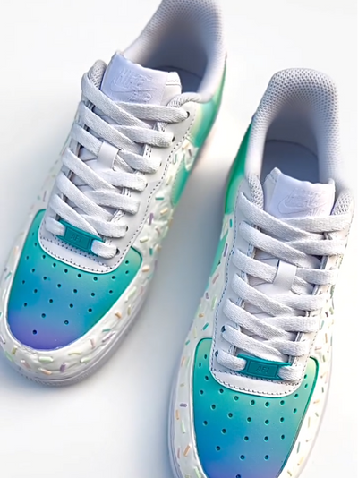 [Custom Sea Salt & Cheese Ice Cream] Air Force 1 Unisex Low - Top Skateboarding Shoes