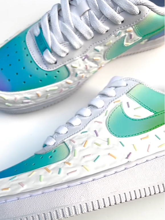 [Custom Sea Salt & Cheese Ice Cream] Air Force 1 Unisex Low - Top Skateboarding Shoes